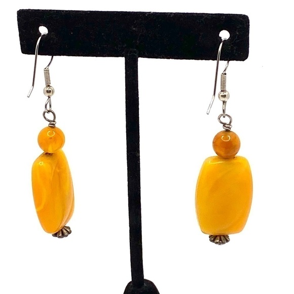 Earrings Vintage Artisan Butterscotch Swirl Lucite - Picture 7 of 8